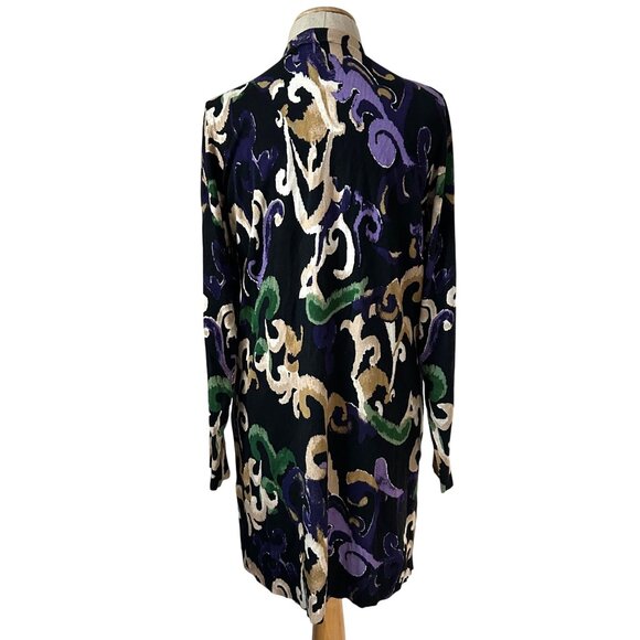 Chico's Woman's Sz Large Scroll Print Cardigan Sweater Ling Sleeve - Picture 4 of 11